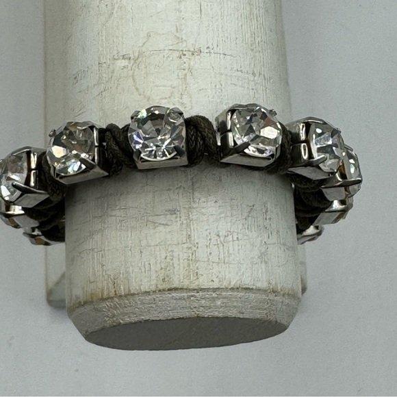 American Eagle large sparkling rhinestone woven bracelet 7” boho mob wife - Picture 12 of 13